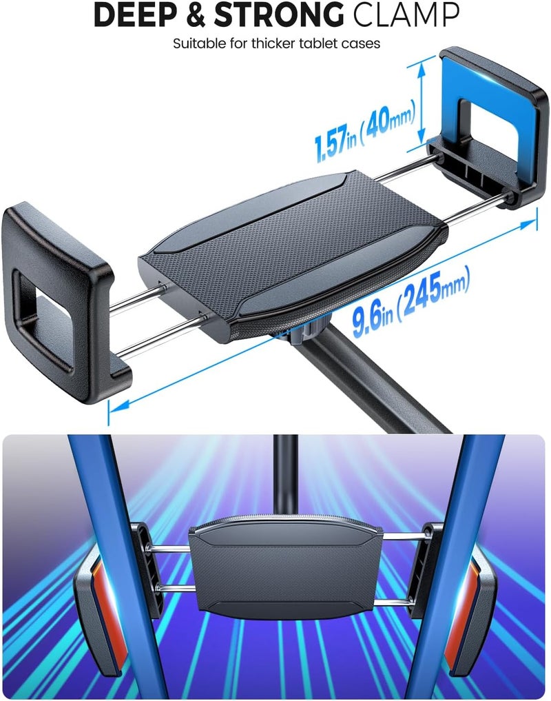 eSamcore Enlarge Tablet Clamp, 1.57”(40mm) Depth Mount Clips for Thick Case Fit 17mm Ball Joint Car/Desk/Bed/Floor Tablet Stand Holder Mount Compatible with 6"-12.9" iPad/Tab/Foldable Phone - Image 2